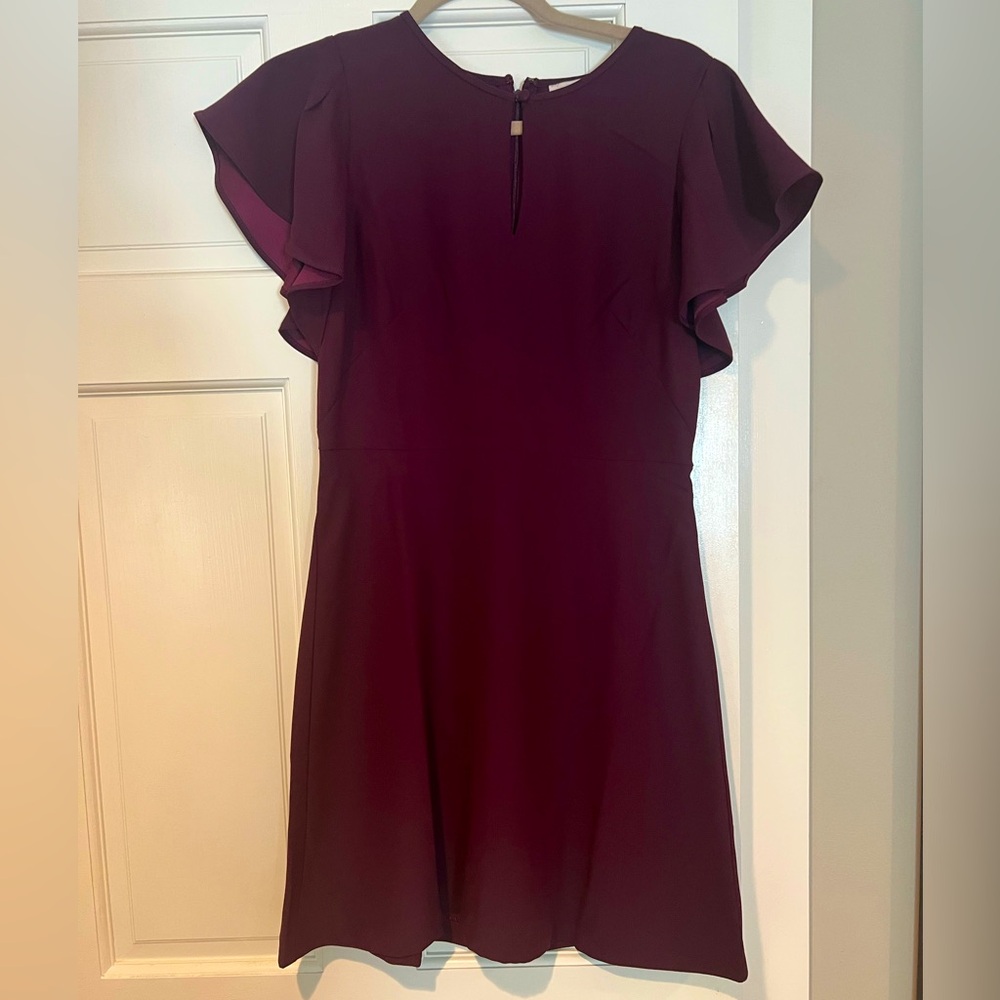 LOFT Purple Flutter Sleeve Mini Dress